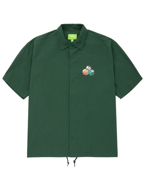 HUF 半袖シャツ コーチジャケット ビリヤード ポリ混 ブラック ビリヤード HUF 半袖シャツ コーチジャケット ビリヤード ポリ混 ブラック