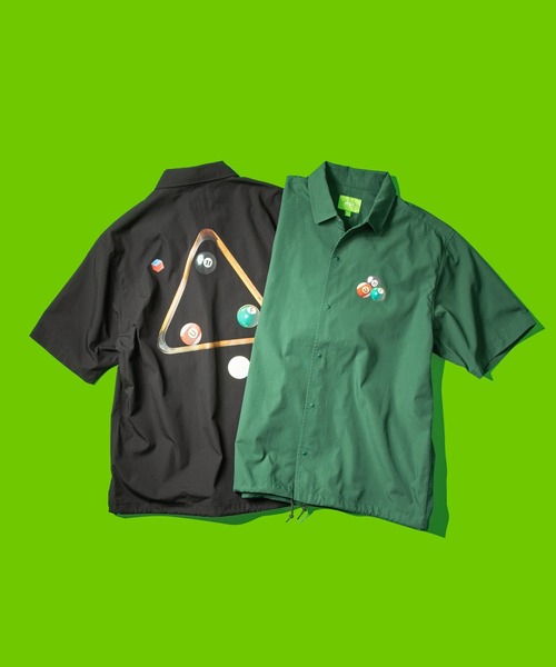 HUF 半袖シャツ コーチジャケット ビリヤード ポリ混 ブラック ビリヤード HUF 半袖シャツ コーチジャケット ビリヤード ポリ混 ブラック