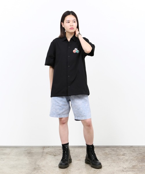 HUF 半袖シャツ コーチジャケット ビリヤード ポリ混 ブラック ビリヤード HUF 半袖シャツ コーチジャケット ビリヤード ポリ混 ブラック