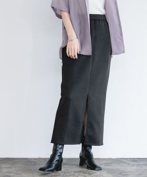 A part by（アパートバイ）の「セットアップ対応／ボンディングタイトスカート　348100（スカート・レディース・ライトブラウン/ライトグレー/ブラック・FREE）」の5枚目の写真