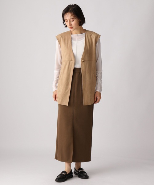 A part by（アパートバイ）の「セットアップ対応／ボンディングタイトスカート　348100（スカート・レディース・ライトブラウン/ライトグレー/ブラック・FREE）」の11枚目の写真