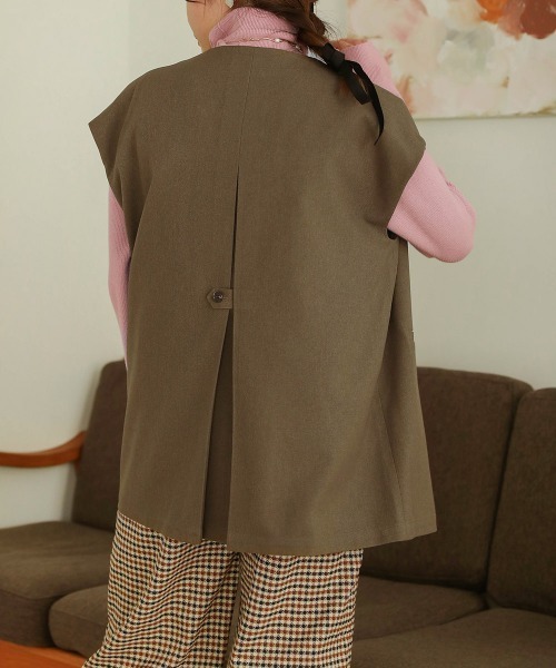 Bab(バブ)の「【セットアップ可能】ノーカラーベスト(ベスト・レディース・ベージュ/カーキ/ブラック・M)」の8枚目の写真