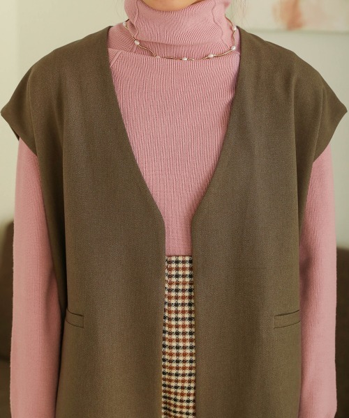 Bab(バブ)の「【セットアップ可能】ノーカラーベスト(ベスト・レディース・ベージュ/カーキ/ブラック・M)」の10枚目の写真