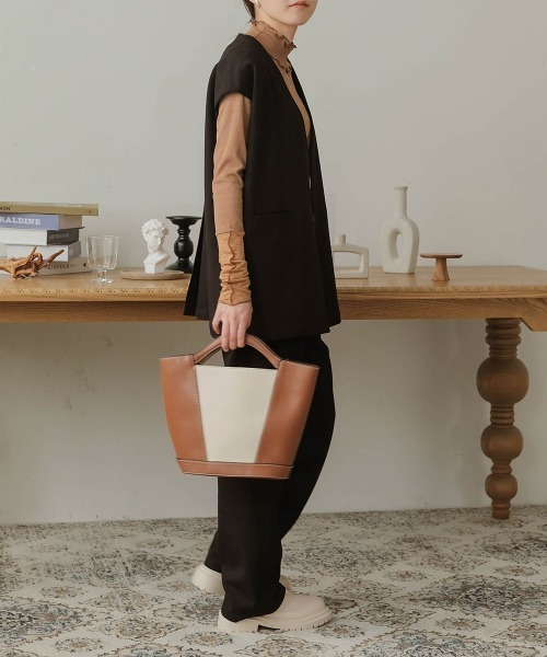 Bab(バブ)の「【セットアップ可能】ノーカラーベスト(ベスト・レディース・ベージュ/カーキ/ブラック・M)」の13枚目の写真