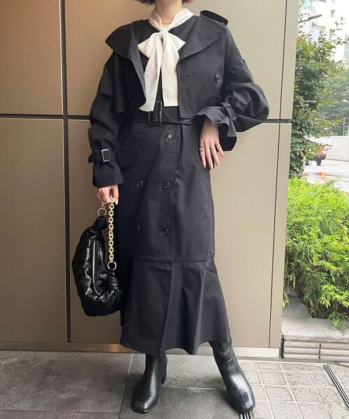 MAJESTIC LEGON（マジェスティックレゴン）の「クラシックショートトレンチコート（トレンチコート・レディース・ブラック/ベージュ/ブラウン・SMALL/MEDIUM）」の11枚目の写真