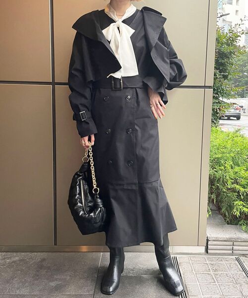 MAJESTIC LEGON（マジェスティックレゴン）の「クラシックショートトレンチコート（トレンチコート・レディース・ブラック/ベージュ/ブラウン・SMALL/MEDIUM）」の21枚目の写真