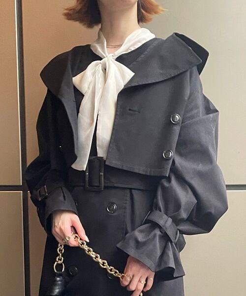 MAJESTIC LEGON（マジェスティックレゴン）の「クラシックショートトレンチコート（トレンチコート・レディース・ブラック/ベージュ/ブラウン・SMALL/MEDIUM）」の7枚目の写真