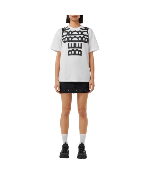BURBERRY（バーバリー）の「ロゴプリント コットン オーバーサイズTシャツ（Tシャツ/カットソー・レディース・ホワイト×ブラック・S/M/L/XS/XXS）」の6枚目の写真