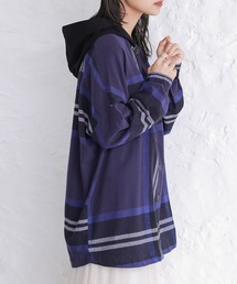 osharewalker | 『異素材フードチェック柄シャツパーカー』(パーカー)