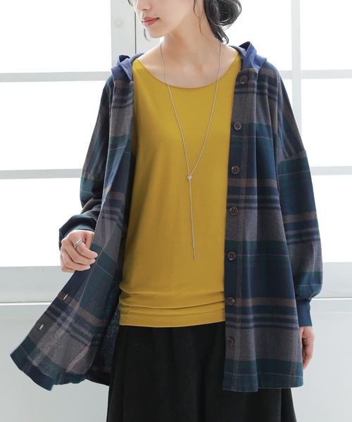 osharewalker（オシャレウォーカー）の「【廃盤】『異素材フードチェック柄シャツパーカー』（パーカー・レディース・パープル/ネイビー/レッド・FREE）」の11枚目の写真