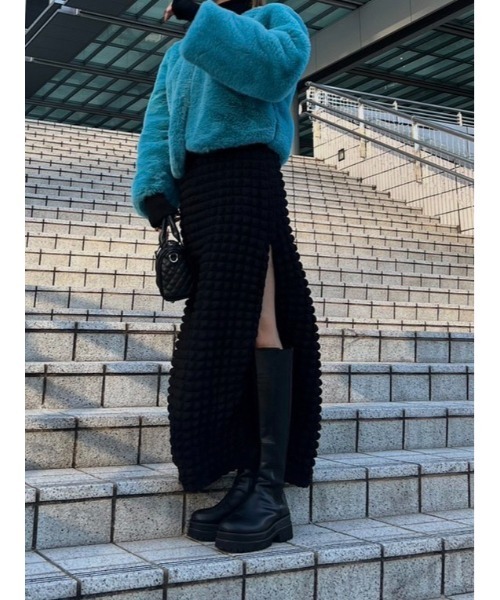 AMAIL(アマイル)の「Pocopon skirt(スカート・レディース・ホワイト/ブラック/グリーン・FREE)」の4枚目の写真
