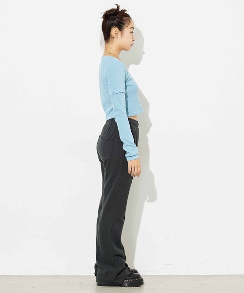 X-girl（エックスガール）の「SWEAT FLARE PANTS（スウェットパンツ・レディース・アッシュ/ブラウン/チャコール・M/S）」の5枚目の写真