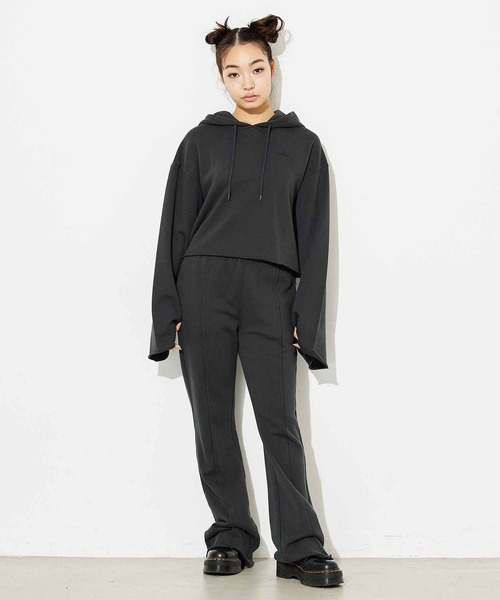 X-girl（エックスガール）の「SWEAT FLARE PANTS（スウェットパンツ・レディース・アッシュ/ブラウン/チャコール・M/S）」の7枚目の写真