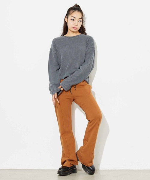 X-girl（エックスガール）の「SWEAT FLARE PANTS（スウェットパンツ・レディース・アッシュ/ブラウン/チャコール・M/S）」の9枚目の写真