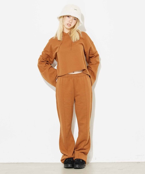 X-girl（エックスガール）の「SWEAT FLARE PANTS（スウェットパンツ・レディース・アッシュ/ブラウン/チャコール・M/S）」の11枚目の写真