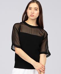 EN ROUTE | ENR ニット×シフォン ドッキングプルオーバー●(ニット/セーター)