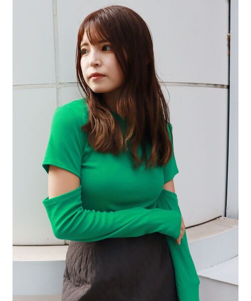 MURUA(ムルーア)の「2WAYスリーブカットトップス(Tシャツ/カットソー・レディース・ブラック/グリーン/アイボリー・FREE)」の14枚目の写真