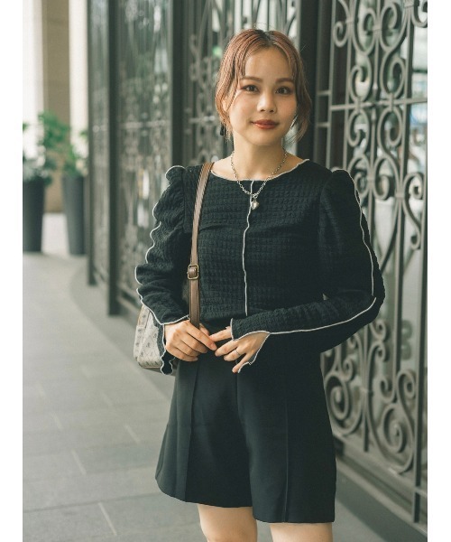 JUMELLE(ジュメロ)の「リップルライントップ(Tシャツ/カットソー・レディース・ブラック/アイボリー・FREE)」の6枚目の写真