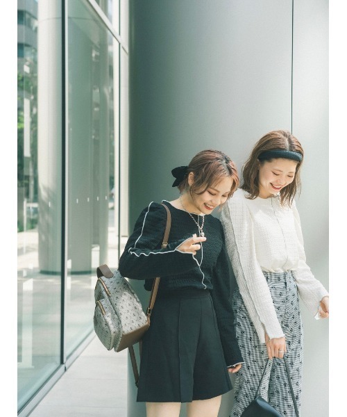 JUMELLE(ジュメロ)の「リップルライントップ(Tシャツ/カットソー・レディース・ブラック/アイボリー・FREE)」の12枚目の写真