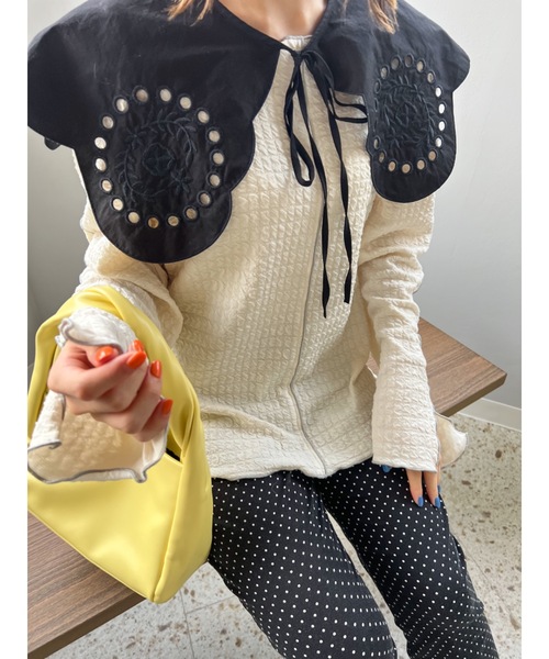 JUMELLE(ジュメロ)の「リップルライントップ(Tシャツ/カットソー・レディース・ブラック/アイボリー・FREE)」の18枚目の写真