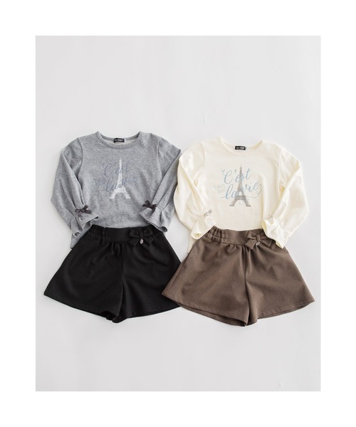 BeBe（ベベ）の「BeBe/ウール風リボン付きキュロットパンツ(90~150cm)（その他パンツ・キッズ・ブラック/ブラウン・130/150/140/120/110/100/90）」の8枚目の写真