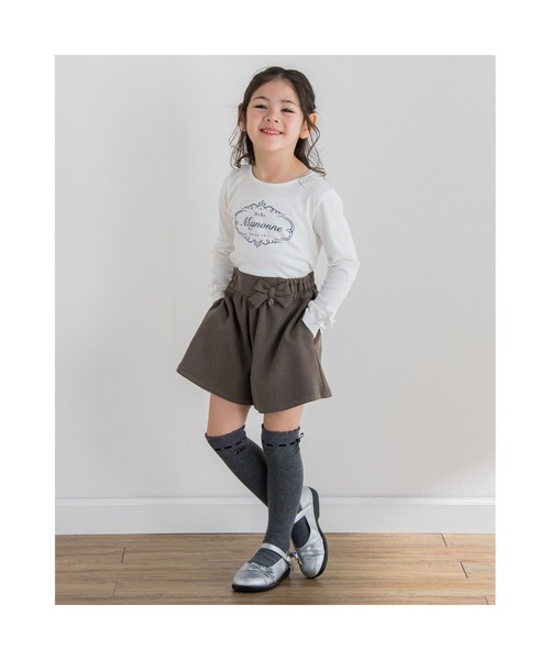 BeBe（ベベ）の「BeBe/ウール風リボン付きキュロットパンツ(90~150cm)（その他パンツ・キッズ・ブラック/ブラウン・130/150/140/120/110/100/90）」の3枚目の写真