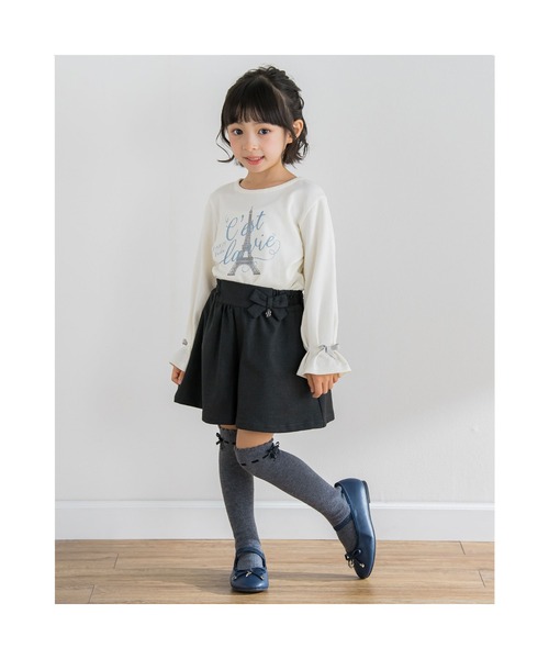 BeBe（ベベ）の「BeBe/ウール風リボン付きキュロットパンツ(90~150cm)（その他パンツ・キッズ・ブラック/ブラウン・130/150/140/120/110/100/90）」の6枚目の写真