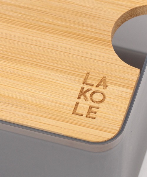 LAKOLE（ラコレ）の「バンブー蓋マルチケース / 357948（収納グッズ・レディース・グレー/チャコール・FREE）」の8枚目の写真