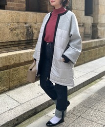 Chez toi | ウォッシャブル中綿×ダンボールノーカラーコート(その他アウター)