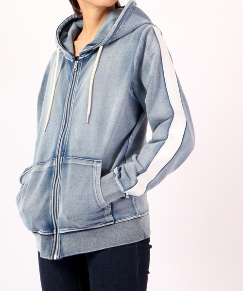 EVOLUTION(エボリューション)の「Sideline vintage clothing style zip up hoodie / サイドライン古着風ジップアップパーカー unisex(パーカー・メンズ・サックスブルー/ネイビー・XL/XXL/L/M)」の12枚目の写真