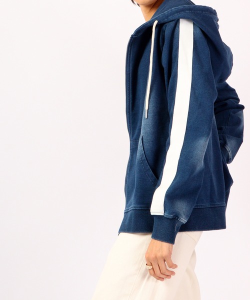 EVOLUTION(エボリューション)の「Sideline vintage clothing style zip up hoodie / サイドライン古着風ジップアップパーカー unisex(パーカー・メンズ・サックスブルー/ネイビー・XL/XXL/L/M)」の5枚目の写真
