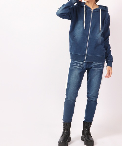 EVOLUTION(エボリューション)の「Sideline vintage clothing style zip up hoodie / サイドライン古着風ジップアップパーカー unisex(パーカー・メンズ・サックスブルー/ネイビー・XL/XXL/L/M)」の8枚目の写真
