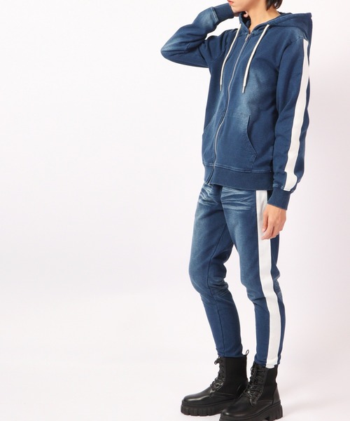 EVOLUTION(エボリューション)の「Sideline vintage clothing style zip up hoodie / サイドライン古着風ジップアップパーカー unisex(パーカー・メンズ・サックスブルー/ネイビー・XL/XXL/L/M)」の9枚目の写真