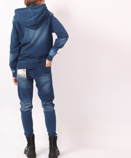 EVOLUTION(エボリューション)の「Sideline vintage clothing style zip up hoodie / サイドライン古着風ジップアップパーカー unisex(パーカー・メンズ・サックスブルー/ネイビー・XL/XXL/L/M)」の10枚目の写真