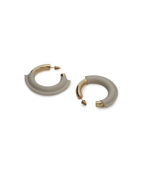 VIS（ビス）の「フェイクレザーフープピアス（ピアス（両耳用）・レディース・ブラウン/キナリ・FREE）」の5枚目の写真