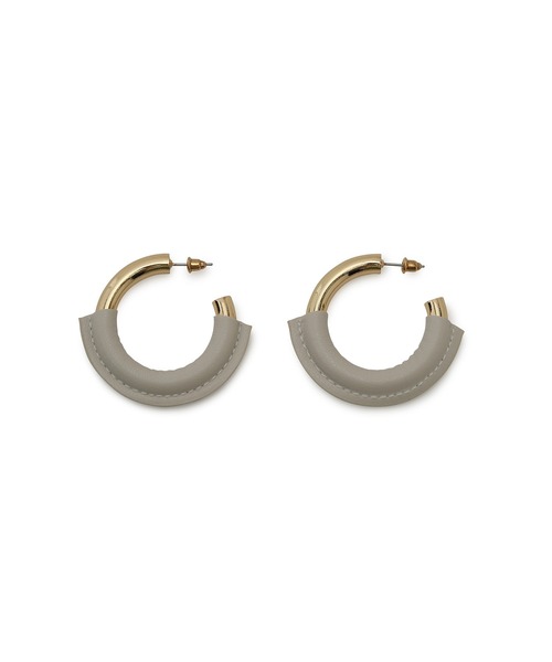 VIS（ビス）の「フェイクレザーフープピアス（ピアス（両耳用）・レディース・ブラウン/キナリ・FREE）」の6枚目の写真