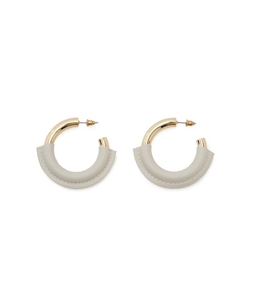 VIS（ビス）の「フェイクレザーフープピアス（ピアス（両耳用）・レディース・ブラウン/キナリ・FREE）」の14枚目の写真