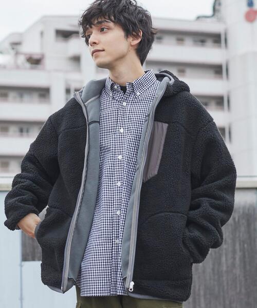 coen（コーエン）の「[洗える]ボアフーディージャケット（ブルゾン・メンズ・ブラック/ブラウン・M/S/XL/L）」の18枚目の写真