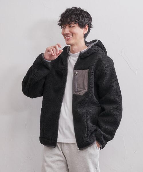 coen（コーエン）の「[洗える]ボアフーディージャケット（ブルゾン・メンズ・ブラック/ブラウン・M/S/XL/L）」の22枚目の写真