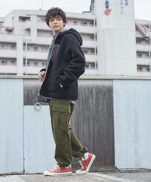 coen（コーエン）の「[洗える]ボアフーディージャケット（ブルゾン・メンズ・ブラック/ブラウン・M/S/XL/L）」の4枚目の写真