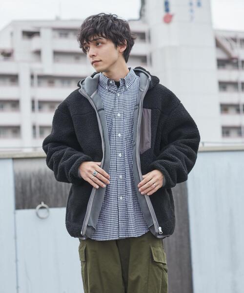 coen（コーエン）の「[洗える]ボアフーディージャケット（ブルゾン・メンズ・ブラック/ブラウン・M/S/XL/L）」の5枚目の写真