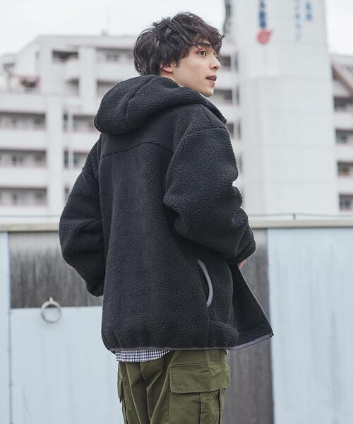 coen（コーエン）の「[洗える]ボアフーディージャケット（ブルゾン・メンズ・ブラック/ブラウン・M/S/XL/L）」の6枚目の写真