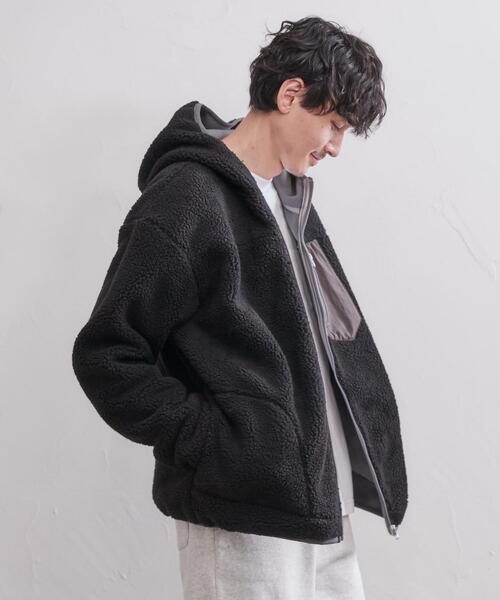 coen（コーエン）の「[洗える]ボアフーディージャケット（ブルゾン・メンズ・ブラック/ブラウン・M/S/XL/L）」の8枚目の写真