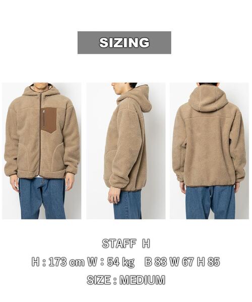 coen（コーエン）の「[洗える]ボアフーディージャケット（ブルゾン・メンズ・ブラック/ブラウン・M/S/XL/L）」の10枚目の写真