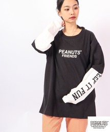 PEANUTS スヌーピー レイヤード長袖Tシャツ