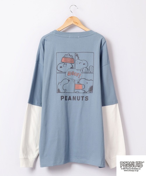 PEANUTS(ピーナッツ)の「PEANUTS スヌーピー レイヤード長袖Tシャツ(Tシャツ/カットソー・レディース・ブラック/ピンクベージュ/ホワイト/ラベンダー/ベージュ/ブルーグレー・M/L)」の16枚目の写真