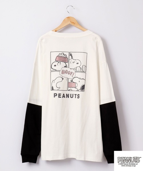 PEANUTS(ピーナッツ)の「PEANUTS スヌーピー レイヤード長袖Tシャツ(Tシャツ/カットソー・レディース・ブラック/ピンクベージュ/ホワイト/ラベンダー/ベージュ/ブルーグレー・M/L)」の8枚目の写真