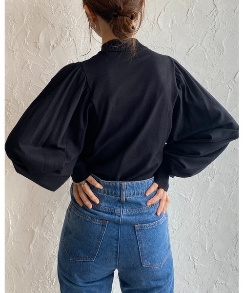 She's Closet(シーズクローゼット)の「ハイネック長袖ボリュームスリーブショート丈ハイゲージニットプルオーバー(ニット/セーター・レディース・オレンジ/キャメル/グリーン/ブラック/アイボリー/ブルー/ピンク・FREE)」の18枚目の写真