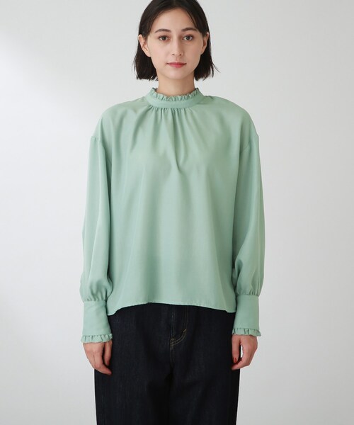 THE SHOP TK (ザ ショップ ティーケー )の「◆【洗える】ギャザーフリルブラウス(シャツ/ブラウス・レディース・ホワイト系/ブラック/ライトブルー・11/12/13)」の4枚目の写真