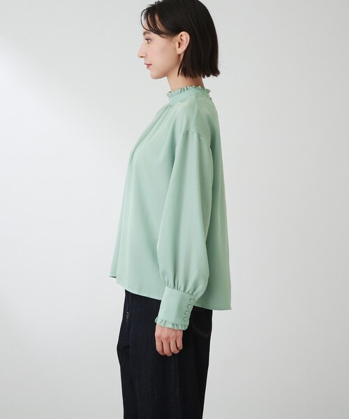 THE SHOP TK (ザ ショップ ティーケー )の「◆【洗える】ギャザーフリルブラウス(シャツ/ブラウス・レディース・ホワイト系/ブラック/ライトブルー・11/12/13)」の5枚目の写真